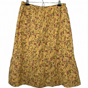 April Cornell yellow floral tiered 100% cotton skirt size XL